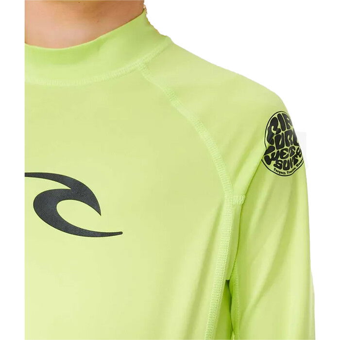 2024 Rip Curl Boys Brand Wave UPF Long Sleeve Rash Vest 122BRV - Lime